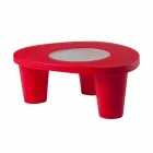 Tavolino basso Slide Low Lita Table polietilene e vetro made in Italy Viadurini
