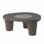 Tavolino basso Slide Low Lita Table polietilene e vetro made in Italy Viadurini