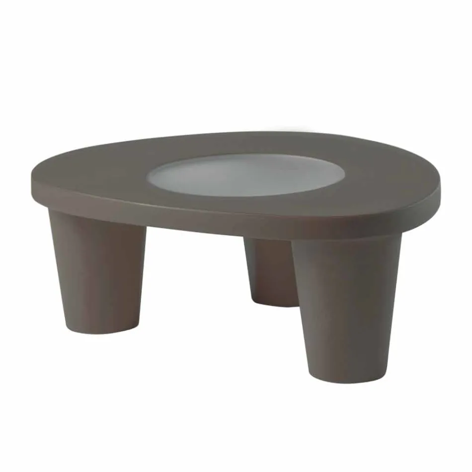 Tavolino basso Slide Low Lita Table polietilene e vetro made in Italy Viadurini