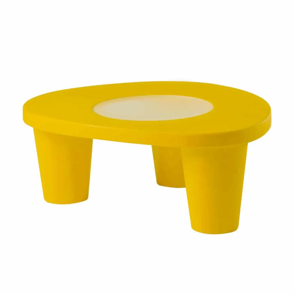 Tavolino basso Slide Low Lita Table polietilene e vetro made in Italy Viadurini
