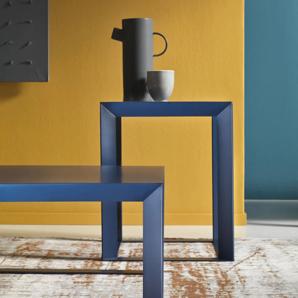 Tavolino Caffè da Salotto in Metallo di Design Quadrato 2 Dimensioni - Josyane Viadurini