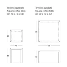 Tavolino Caffè da Salotto in Metallo di Design Quadrato 2 Dimensioni - Josyane Viadurini