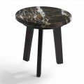 Tavolino cocktail con piano in marmo nero-oro, diametro 45 cm, Selmo