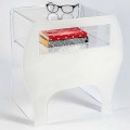 Tavolino / comodino da salotto, in cristallo acrilico di design Mineo