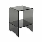 Tavolino / comodino fumé trasparente design moderno Mimi,made in Italy Viadurini