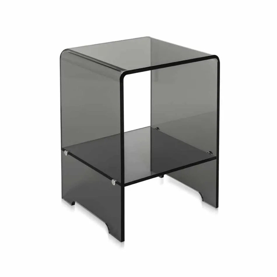 Tavolino / comodino fumé trasparente design moderno Mimi,made in Italy Viadurini