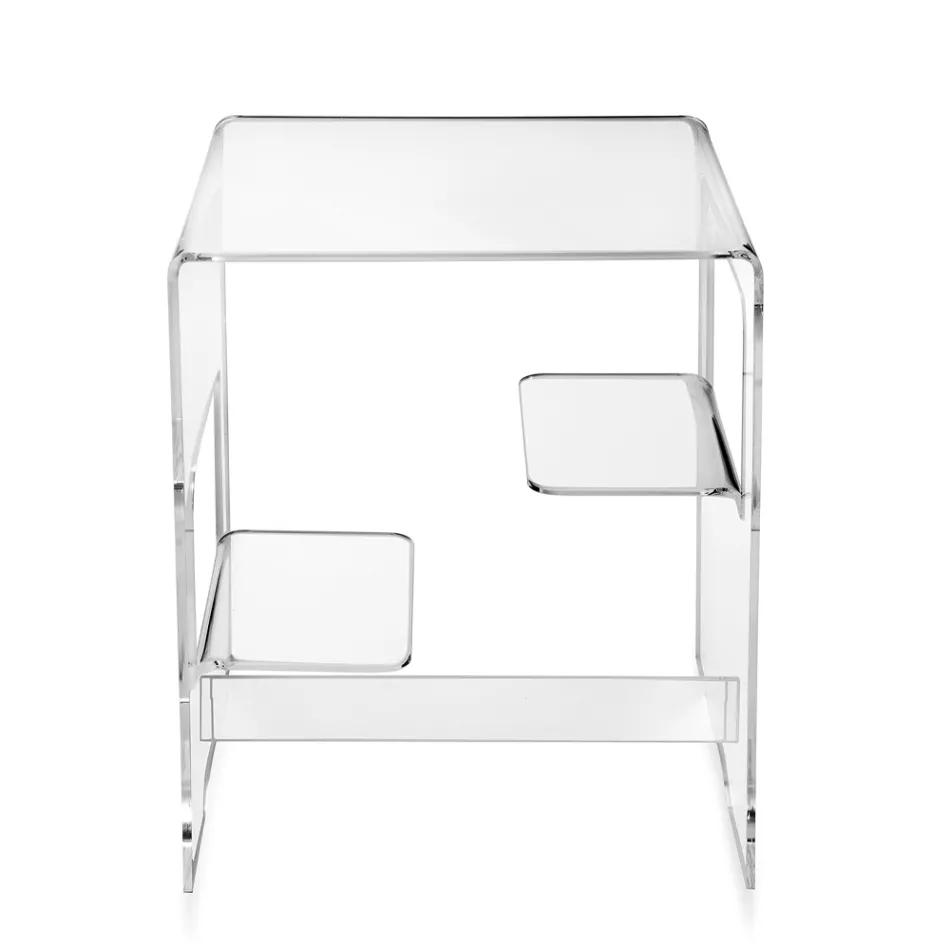 Tavolino Comodino in Plexiglass Trasparente o Fumè Made in Italy - Lollao Viadurini