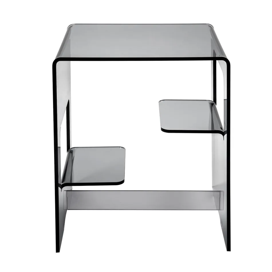 Tavolino Comodino in Plexiglass Trasparente o Fumè Made in Italy - Lollao Viadurini
