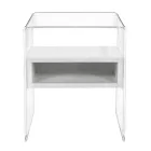 Tavolino Comodino Riciclabile in Plexiglass Trasparente e Legno - Pascoli Viadurini