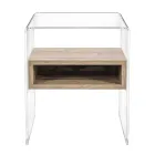 Tavolino Comodino Riciclabile in Plexiglass Trasparente e Legno - Pascoli Viadurini