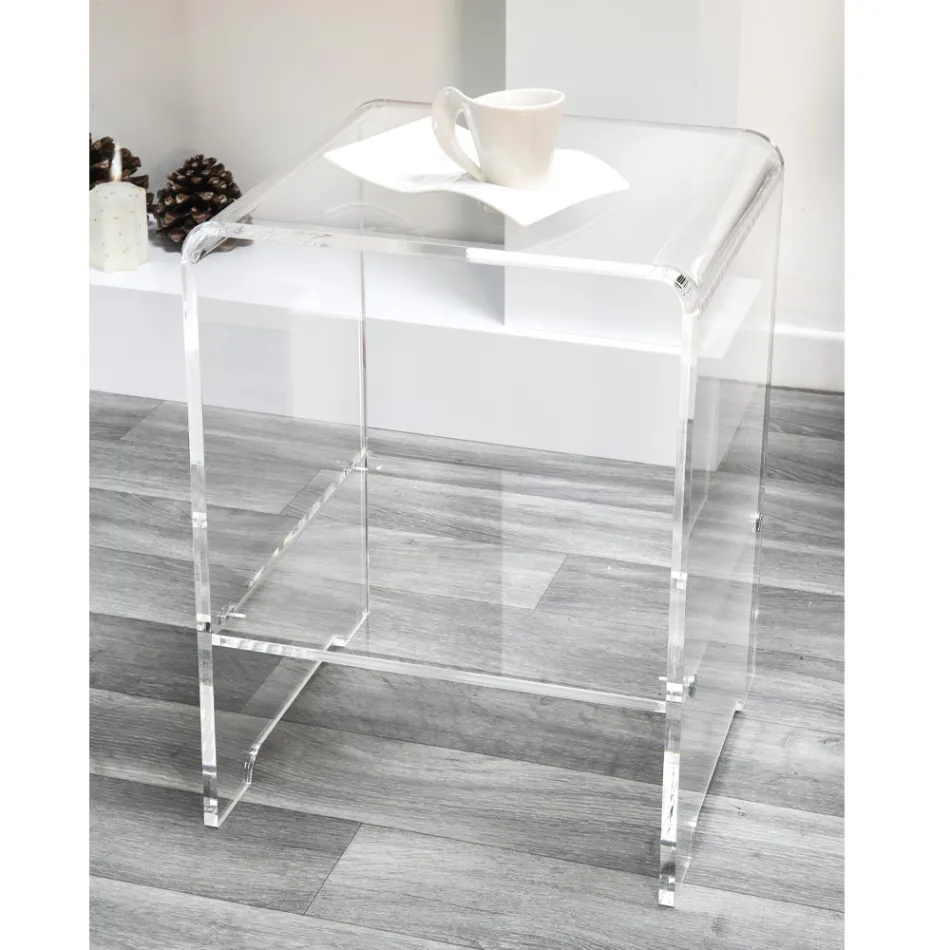 Tavolino / comodino trasparente design moderno Mimi, made in Italy Viadurini