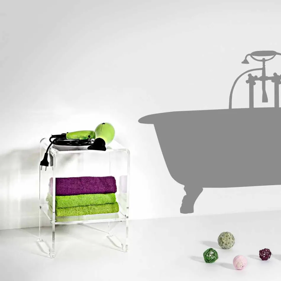 Tavolino / comodino trasparente design moderno Mimi, made in Italy Viadurini