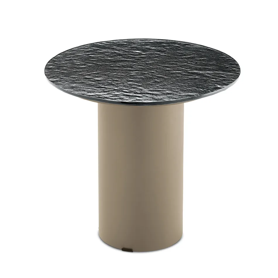 Tavolino con Base in Metallo e Piano Ø45 cm in Specchio o Vetro - Flaminia Viadurini