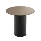 Tavolino con Base in Metallo e Piano Ø45 cm in Specchio o Vetro - Flaminia Viadurini