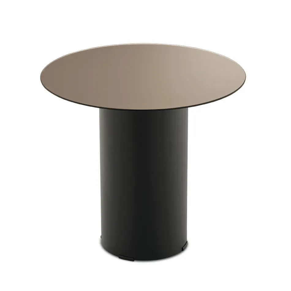 Tavolino con Base in Metallo e Piano Ø45 cm in Specchio o Vetro - Flaminia Viadurini