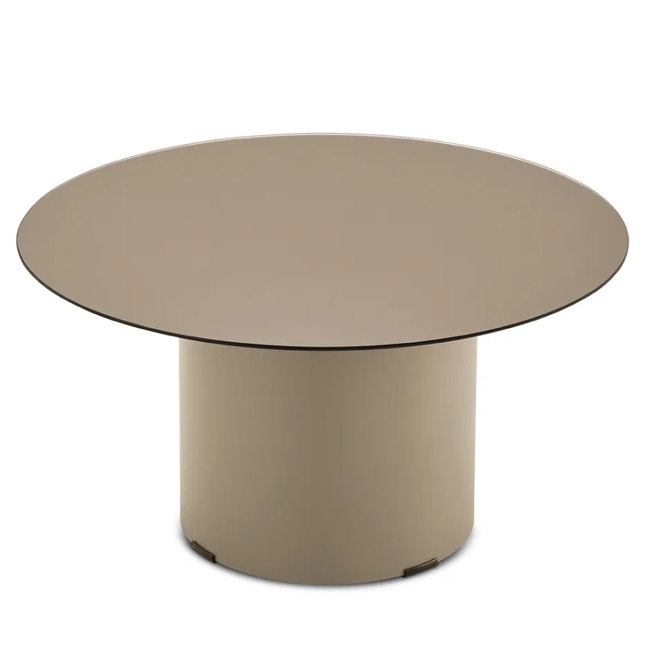 Tavolino con Base in Metallo e Piano Ø60 cm in Specchio o Vetro - Flaminia Viadurini