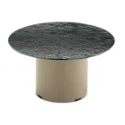 Tavolino con Base in Metallo e Piano Ø60 cm in Specchio o Vetro - Flaminia Viadurini