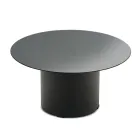 Tavolino con Base in Metallo e Piano Ø60 cm in Specchio o Vetro - Flaminia Viadurini