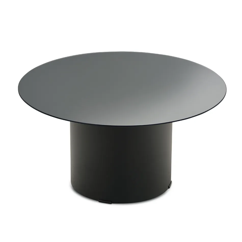 Tavolino con Base in Metallo e Piano Ø60 cm in Specchio o Vetro - Flaminia Viadurini