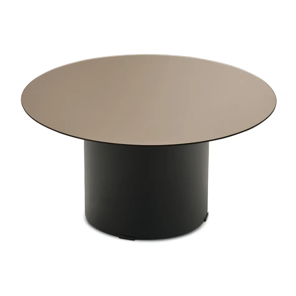 Tavolino con Base in Metallo e Piano Ø60 cm in Specchio o Vetro - Flaminia Viadurini