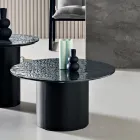 Tavolino con Base in Metallo e Piano Ø60 cm in Specchio o Vetro - Flaminia Viadurini