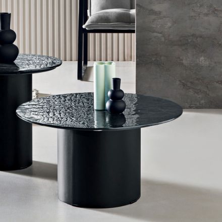 Tavolino con Base in Metallo e Piano Ø60 cm in Specchio o Vetro - Flaminia Viadurini