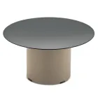 Tavolino con Base in Metallo e Piano Ø60 cm in Specchio o Vetro - Flaminia Viadurini