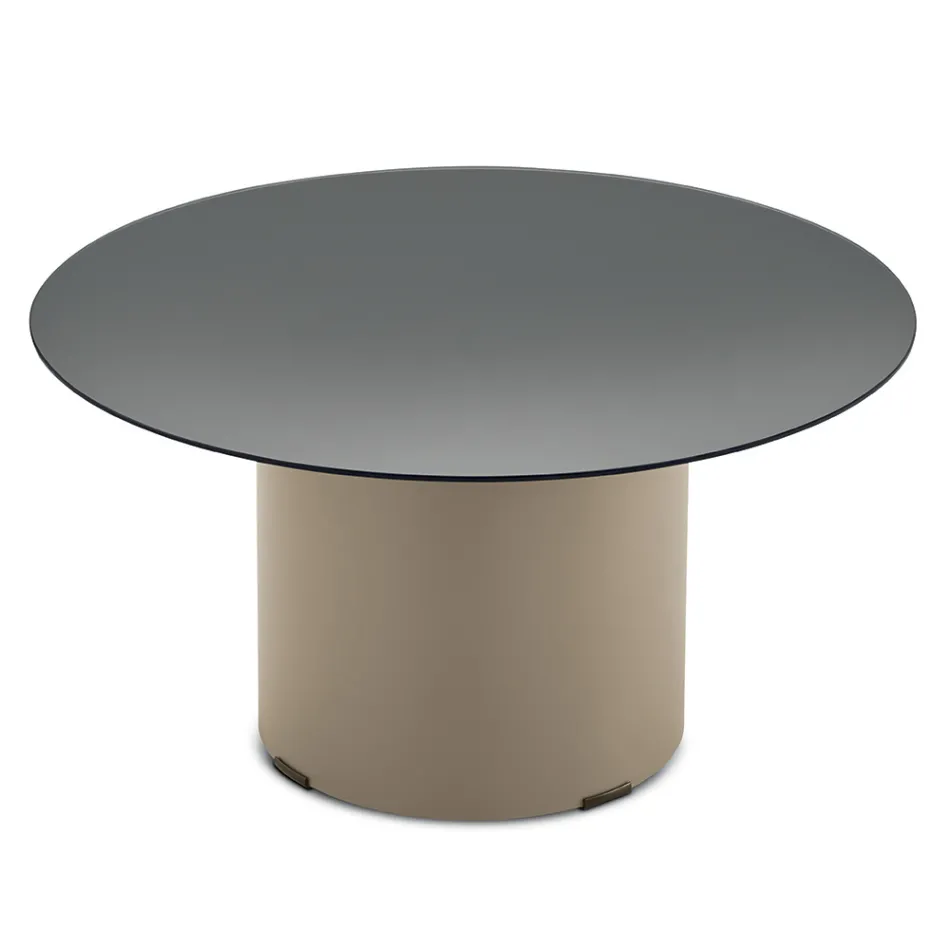 Tavolino con Base in Metallo e Piano Ø60 cm in Specchio o Vetro - Flaminia Viadurini