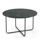 Tavolino con Piano in Specchio e Ceramica Effetto Marmo Made in Italy - Giusta Viadurini