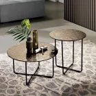 Tavolino con Piano in Specchio e Ceramica Effetto Marmo Made in Italy - Giusta Viadurini