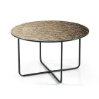 Tavolino con Piano in Specchio e Ceramica Effetto Marmo Made in Italy - Giusta Viadurini
