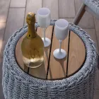 Tavolino Contenitore da Giardino in Teak ed Intreccio in Corda - Arjuna Viadurini