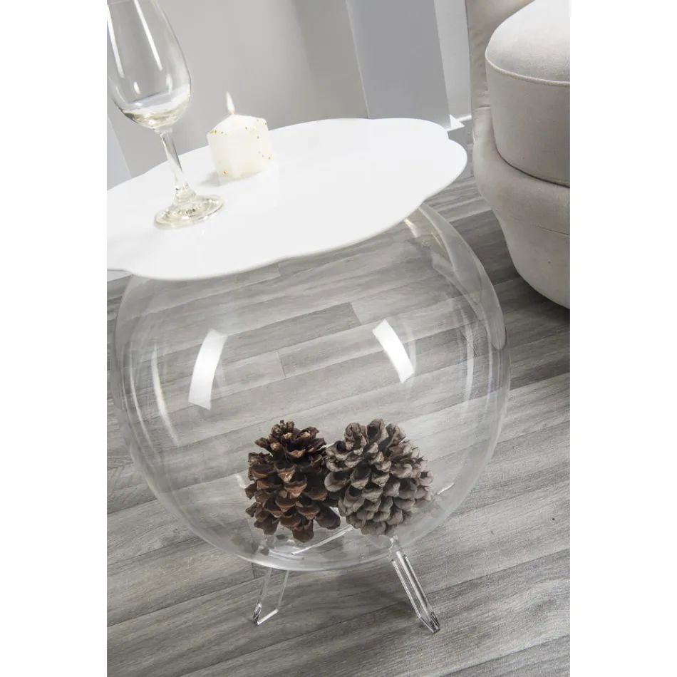 Tavolino / contenitore tondo bianco Biffy,design moderno made in Italy Viadurini
