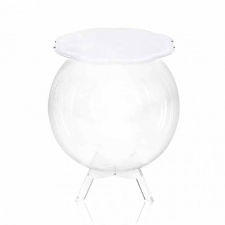 Tavolino / contenitore tondo bianco Biffy,design moderno made in Italy Viadurini