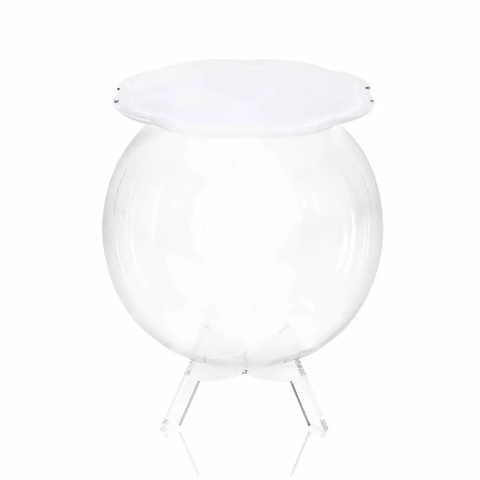 Tavolino / contenitore tondo bianco Biffy,design moderno made in Italy Viadurini