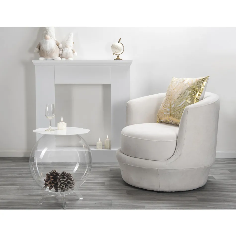 Tavolino / contenitore tondo bianco Biffy,design moderno made in Italy Viadurini