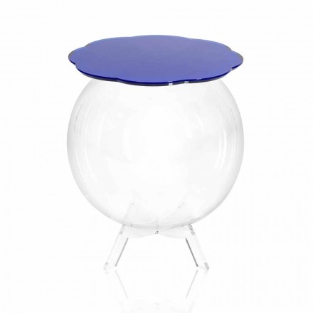 Tavolino / contenitore tondo blu Biffy,design moderno made in Italy Viadurini