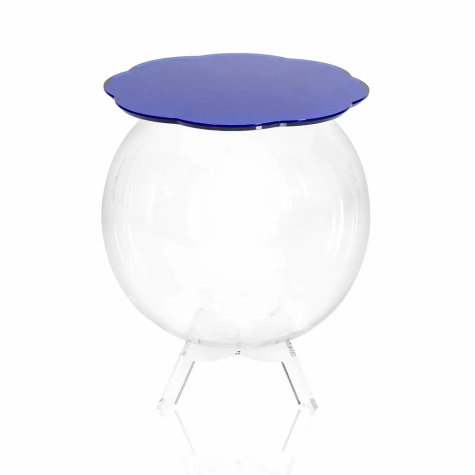 Tavolino / contenitore tondo blu Biffy,design moderno made in Italy Viadurini