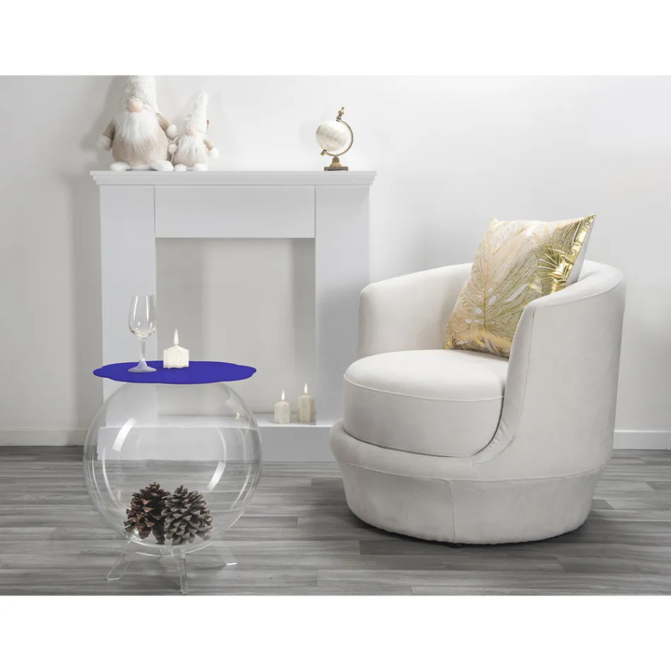Tavolino / contenitore tondo blu Biffy,design moderno made in Italy Viadurini