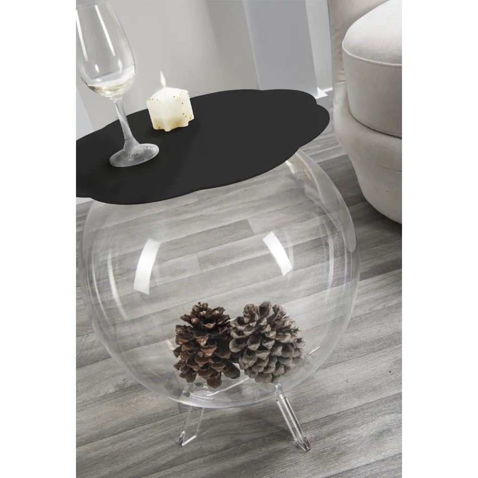 Tavolino / contenitore tondo nero Biffy,design moderno made in Italy Viadurini