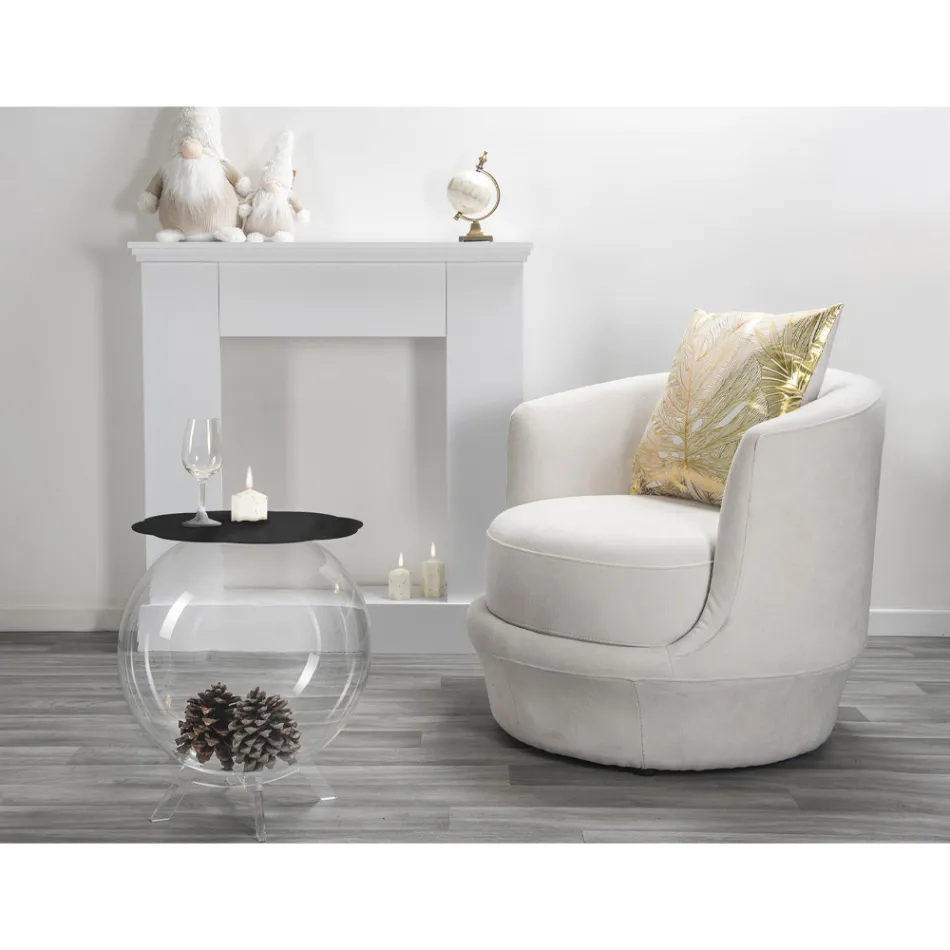 Tavolino / contenitore tondo nero Biffy,design moderno made in Italy Viadurini