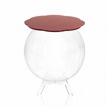 Tavolino / contenitore tondo rosso Biffy,design moderno made in Italy Viadurini