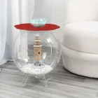 Tavolino / contenitore tondo rosso Biffy,design moderno made in Italy Viadurini