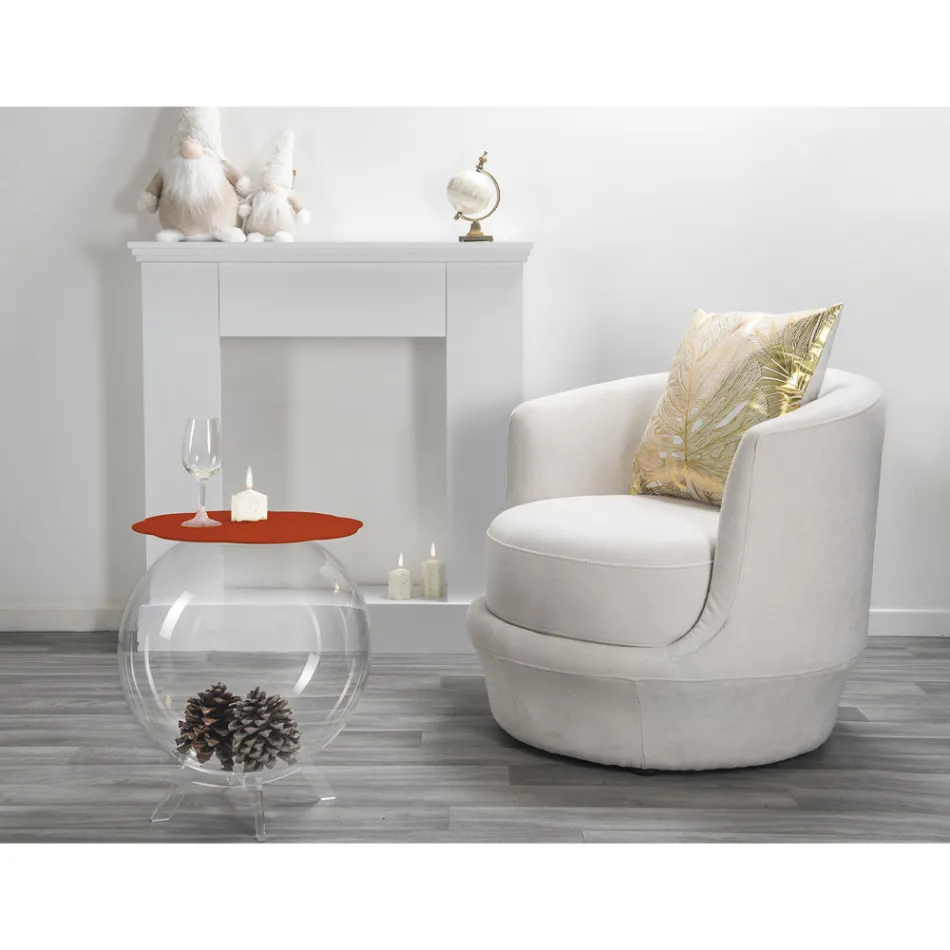 Tavolino / contenitore tondo rosso Biffy,design moderno made in Italy Viadurini