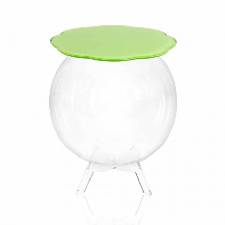 Tavolino / contenitore tondo verde Biffy,design moderno made in Italy Viadurini