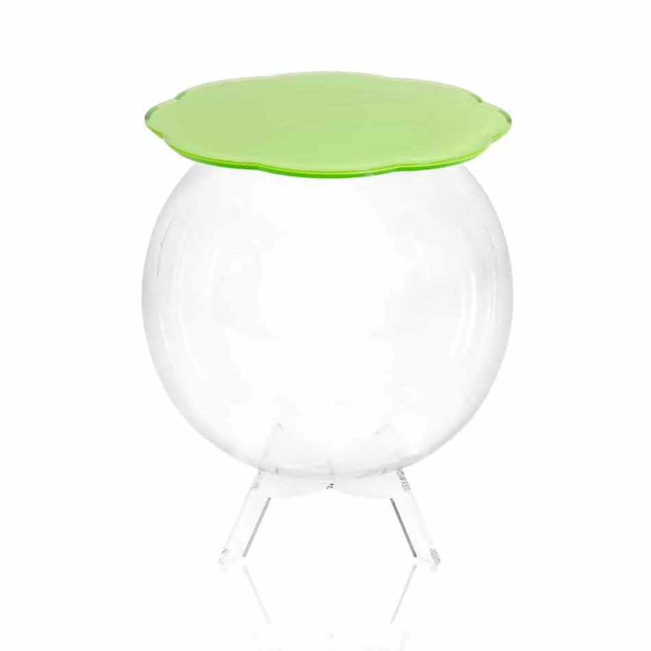 Tavolino / contenitore tondo verde Biffy,design moderno made in Italy Viadurini