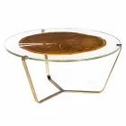 Tavolino da caffè alto moderno con piano in vetro e legno Bigo 1 Viadurini