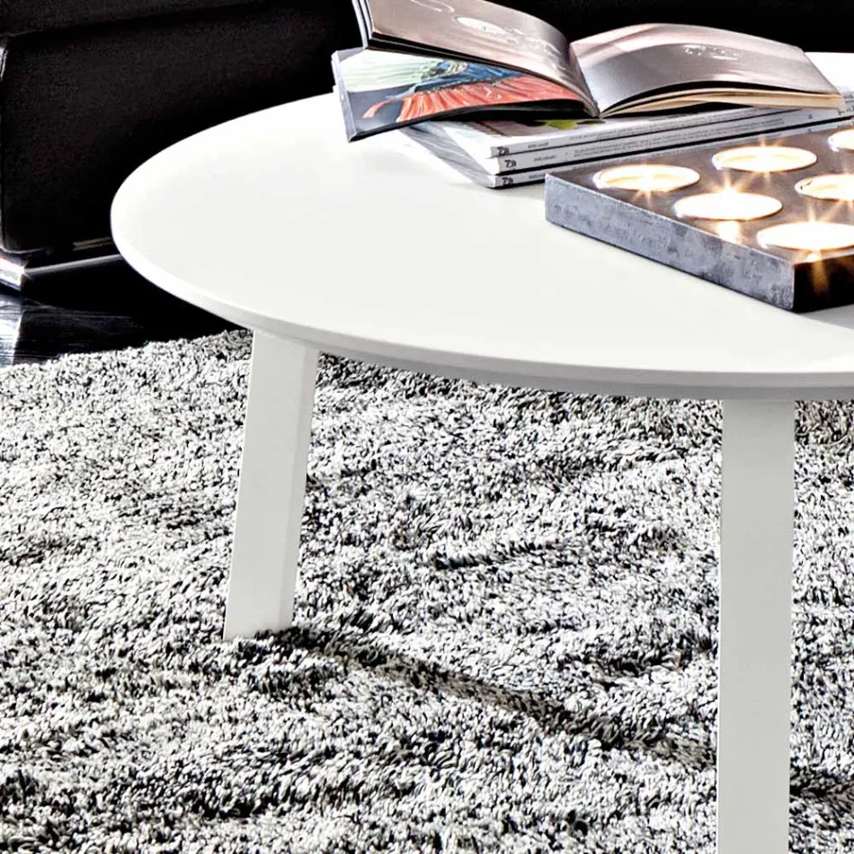Tavolino da Caffè con Piano Rotondo in Mdf Laccato Realizzato in Italia - Tobiko Viadurini