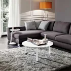 Tavolino da Caffè con Piano Rotondo in Mdf Laccato Realizzato in Italia - Tobiko Viadurini
