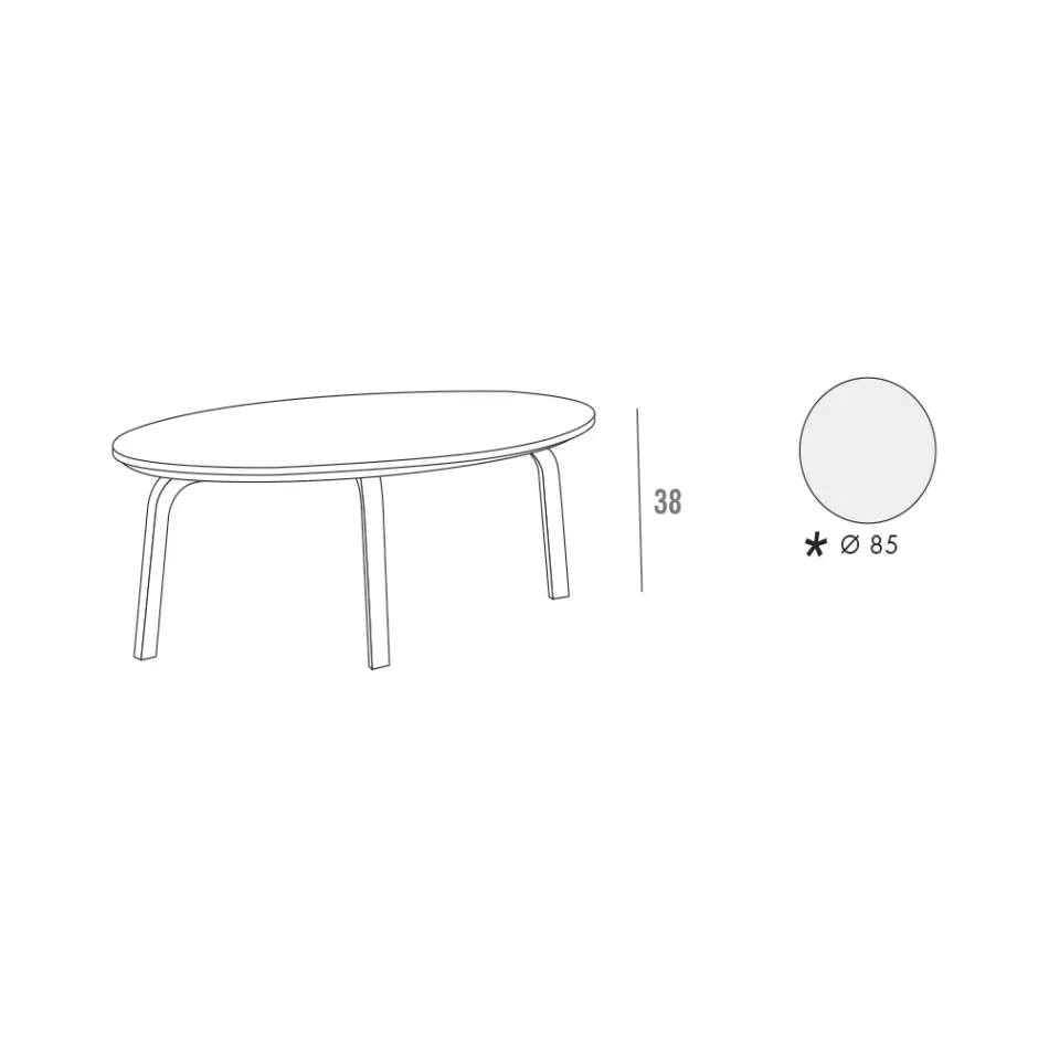 Tavolino da Caffè con Piano Rotondo in Mdf Laccato Realizzato in Italia - Tobiko Viadurini